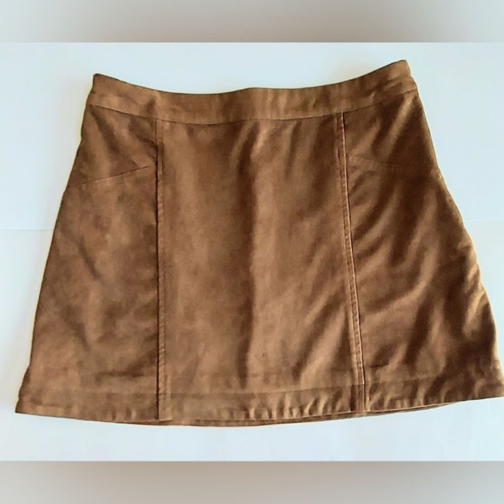 Ladies Abercrombie & Fitch Chestnut Brown Faux Suede Fully Lined Skirt Size 2